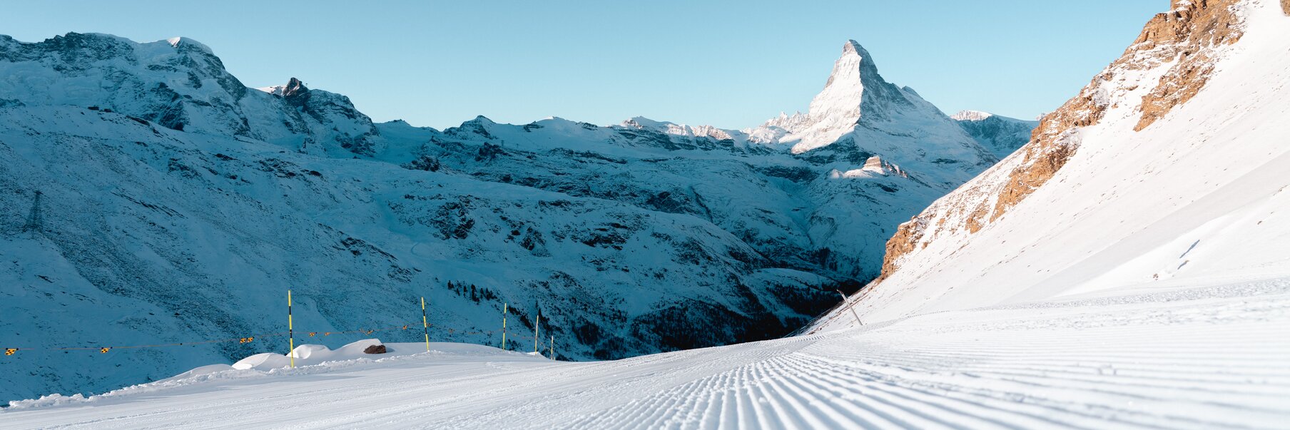 Piste fraîchement préparée de Rotweng avec le Cervin en arrière-plan | © Christian Bürgi